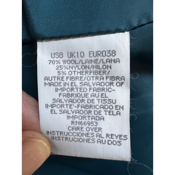 Joan Leslie Teal Wool Blend Blazer Womens Size 8P Made In El Salvador Single-But - Picture 6 of 16